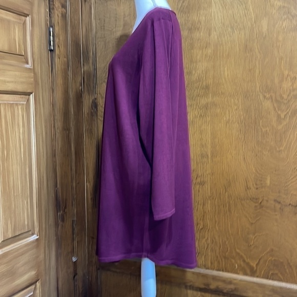 Eileen Fisher Wool Shirttail Sweater Tunic Dress In Rumberry Plus Size 1X - EUC - Picture 2 of 5